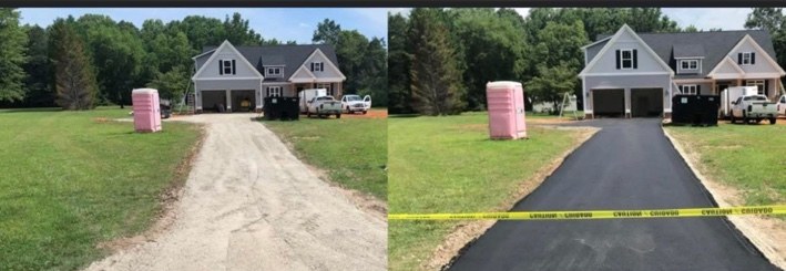 Before and after residential asphalt driveway
